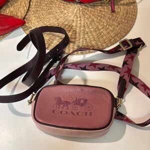 Coach Pink Crossbody Camera Bag with Embossed Branding